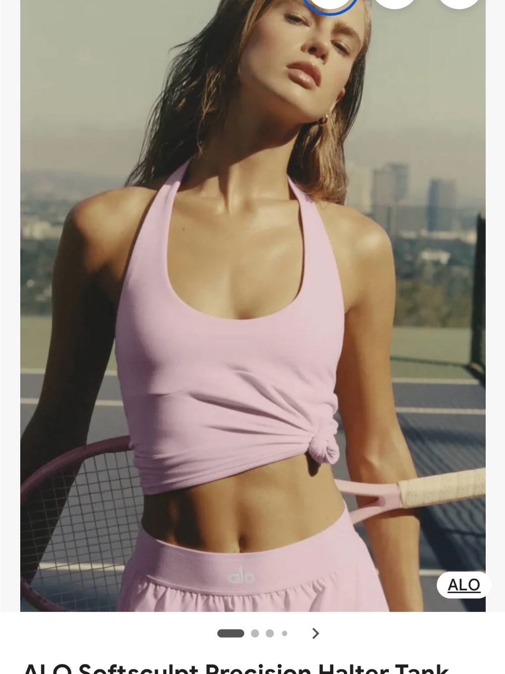 ALO Yoga Softsculpt Halter Bandeau Tank Marshmallow Pink